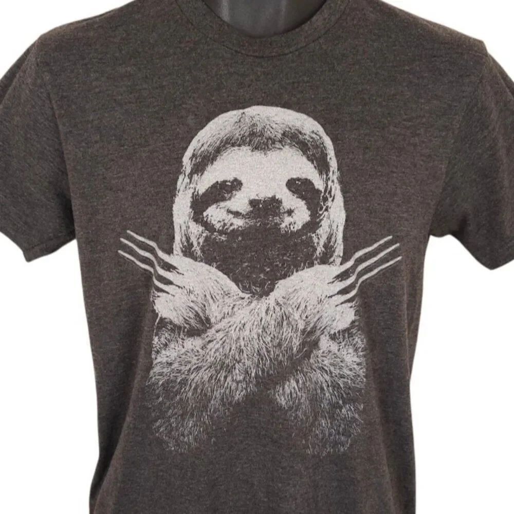 Slotherine T Shirt Mens Size Small Gray Wolverine Sloth San Diego Zoo Safari